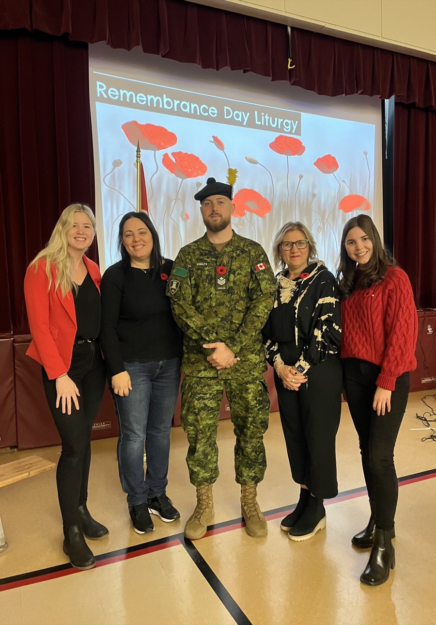 Danielle and colleagues at a school Remembrance Day ceremony